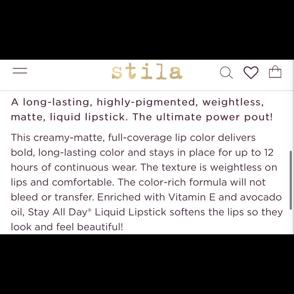 NIB Stila Stay All Day Liquid Lipstick in Angelo - Soft Peachy Nude - Full Size - Picture 2 of 4